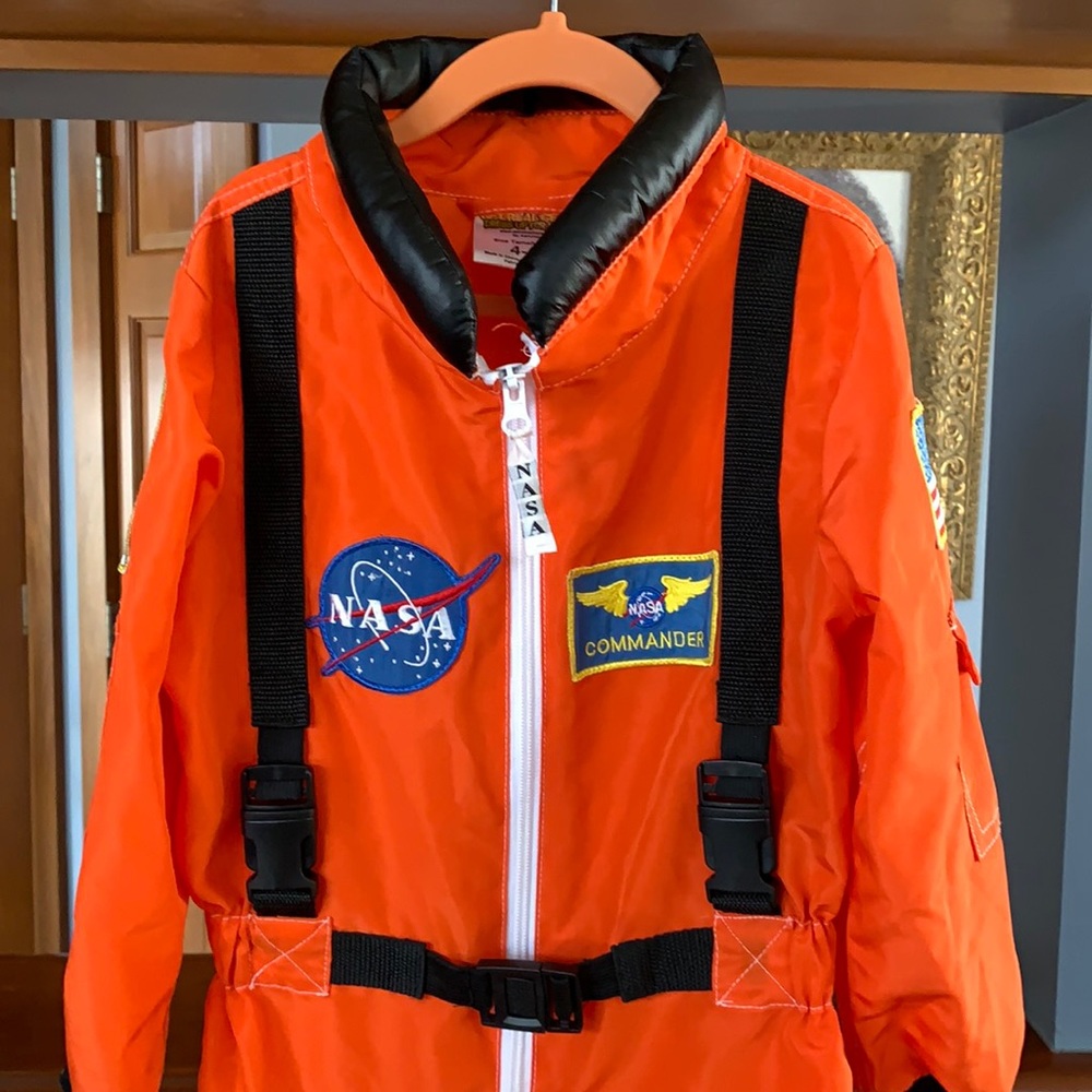 NASA astronaut costume with baseball cap